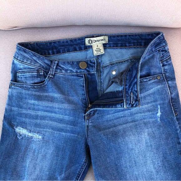 Democracy Boho Slim Straight Flood Distressed Raw Embroidered hem Jeans Size 8 - Picture 11 of 15